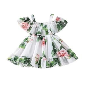 Buy & Try by Dharmikaay Girl's Lycra Floral Printed Frock Dress for Girls Short Frock Baby Princess Western Dresses| Stylish Fancy Kids Clothing for New Year, Fashion.