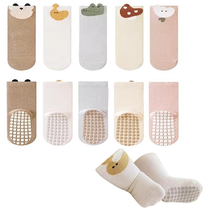 Freshfoot Cute and Colourful 100% Organic Cotton Non-Slip Baby Socks For Boys and Girls with Grippers