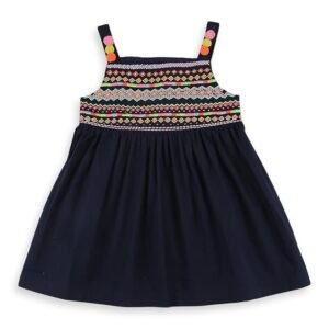 Nautinati Girls A-line Print Strap Sleeve Cotton Dress | Age 0-3Years