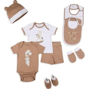 My Milestones 8 Pieces Half Sleeves New Born Baby Gift Set, Infant Gift Set, Clothing Set for Boys and Girls