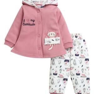 BUMZEE Girls Fleece Printed Full Sleeves Winter Wear Set (Peb9836)