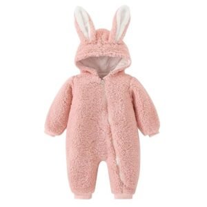 Baby Bucket Single Zip Warm Fleece Hooded Romper